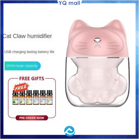 【Sẵn sàng】 Máy tạo độ ẩm không khí tại nhà bằng sóng siêu âm Thiết kế mèo dễ thương Máy khuếch tán Máy lọc hương thơm Máy tạo ẩm ô tô 7 đèn Đèn LED