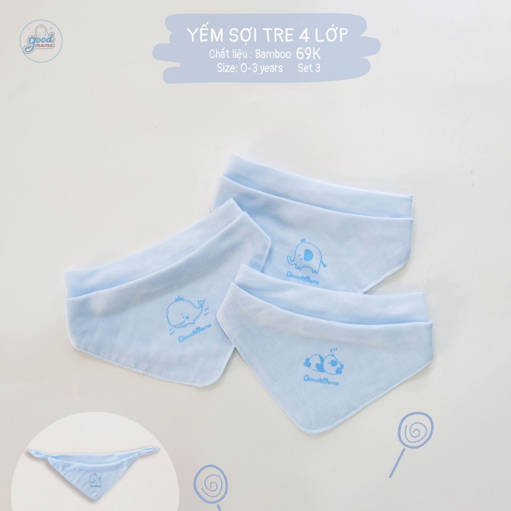 [Mã LTBAUAB6 giảm 7% đơn 99K] SET 3 khăn yếm sợi tre 4 lớp Goodmama