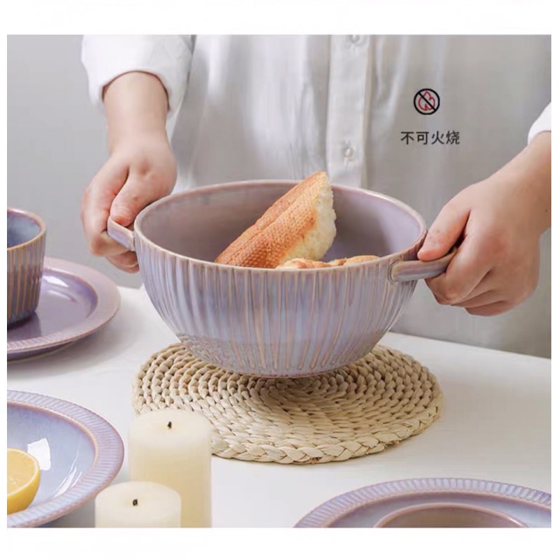 Bộ bát đĩa yilan màu tím phong cách Bắc Âu sang trọng