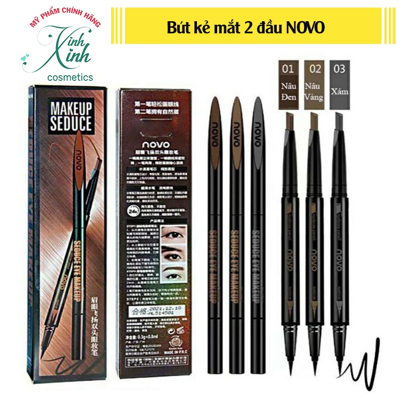 Bút Kẻ Mắt và chì kẻ mày 2 Đầu Novo một đầu kẻ mày một đầu để kẻ mắt