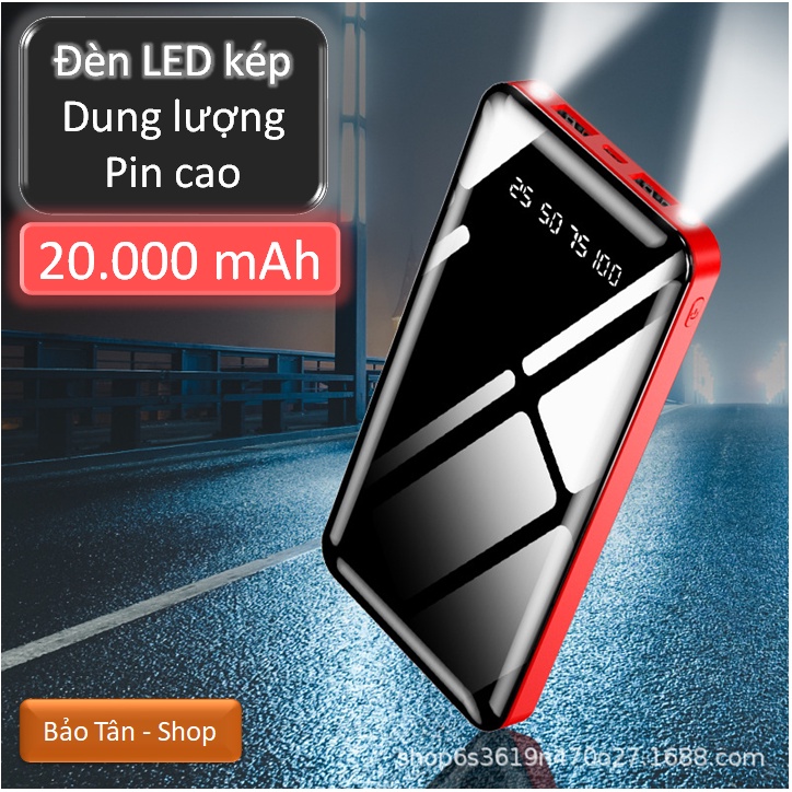 Sạc dự phòng 20.000mAh 4 cổng sạc lightning / type-c / micro / USB màn hình LCD đèn led kép chất lượng cao