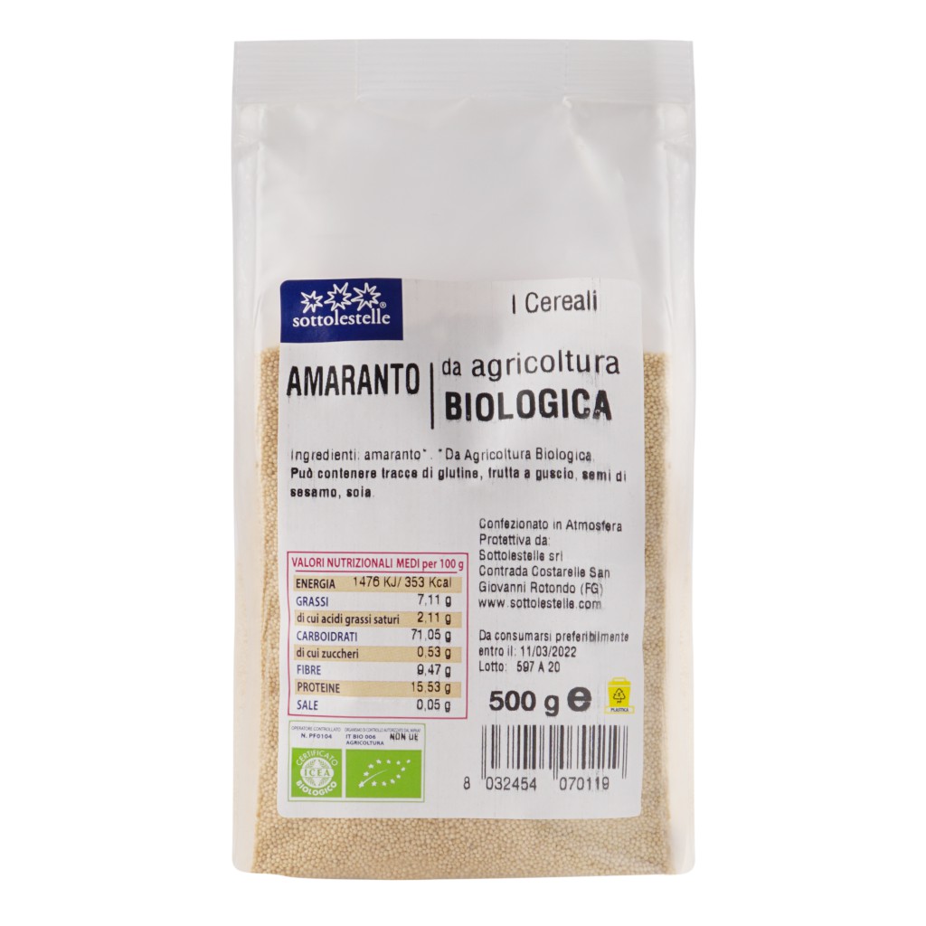 [Ăn Kiêng] Hạt dền Amaranth làm bánh hữu cơ Sottolestelle 500g dinh dưỡng giảm cân, healthy nấu cháo nấu soup