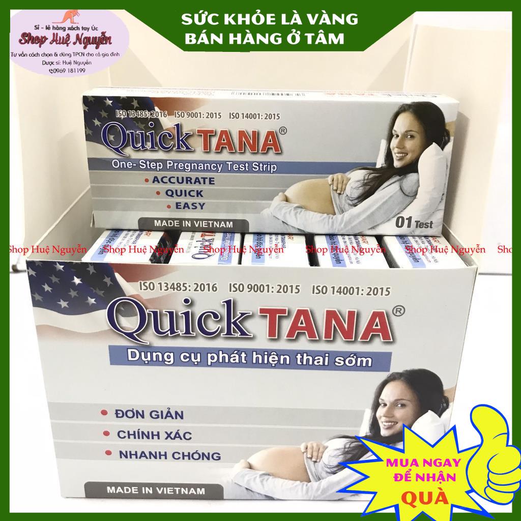 Hộp 12 que thử thai quicktana 5mm, hàng chuẩn công ty cho kết quả nhanh và chính xác, luôn che tên khi giao hàng