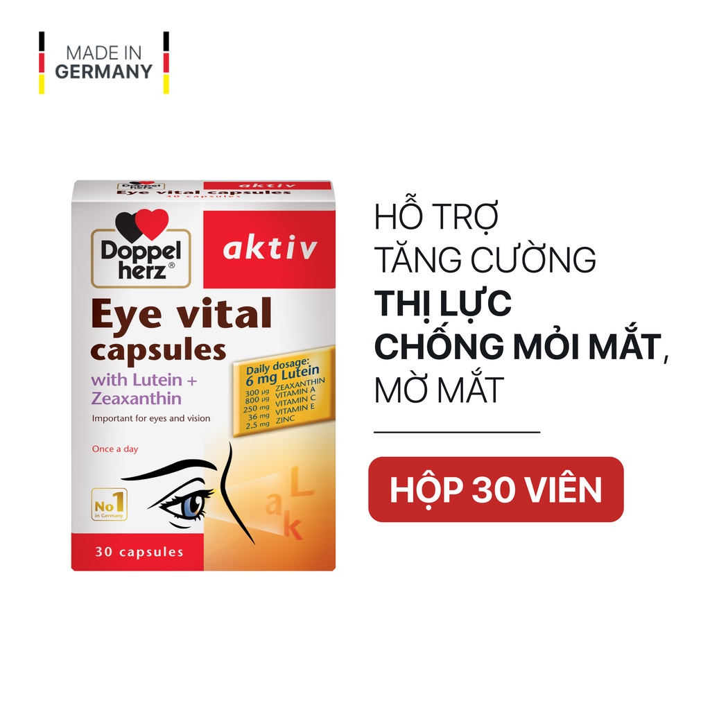 Bộ đôi tăng cường thị lực, giảm căng thẳng mệt mỏi Doppelherz Anti Stress và Doppelherz Eye Vital  (02 hộp 30 viên)