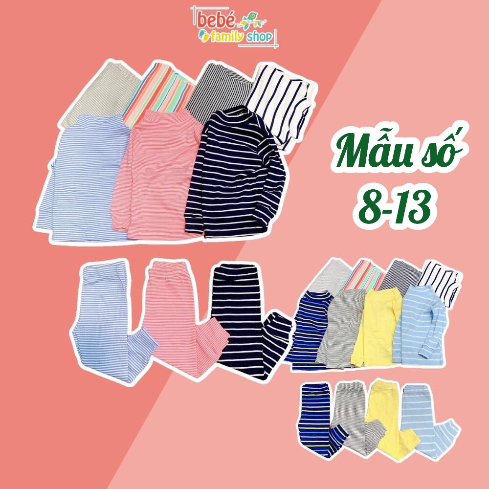 Set đồ bộ dài tay cho bé trai, bé gái thu đông từ 1 tuổi - 6 tuổi, kẻ sọc, cổ lọ, chất thun borip - STS bebefamilyshop