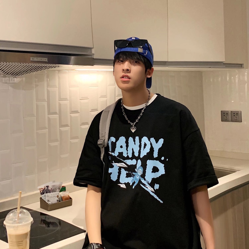 Áo Thun Tay Ngắn Dáng Rộng In Chữ Phong Cách Nhật Bản Thời Trang Mùa Hè Cho Nam Và Nữ size M-5XL