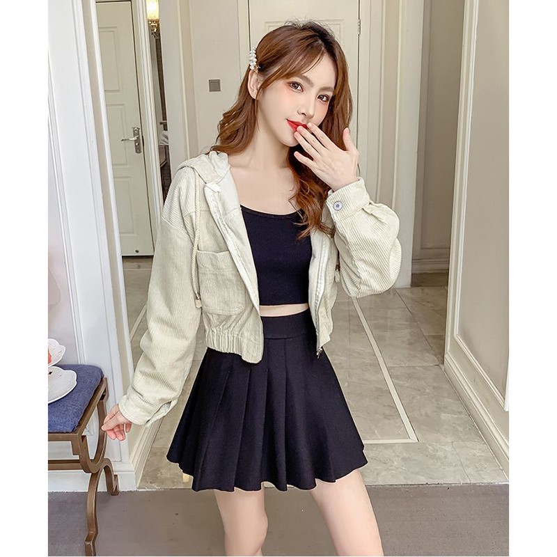 Áo Khoác Nữ Chất Nhung Gân Dáng Lửng Mẫu Mới 2020-Violet