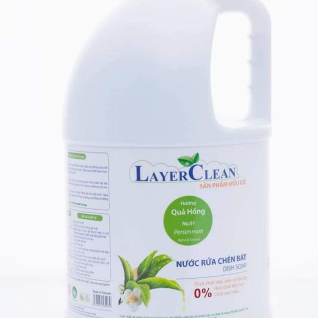 Nước rửa chén bát hữu cơ Layer Clean hương hồng 5l