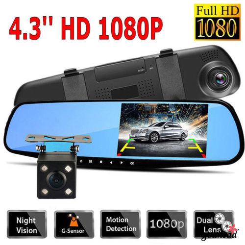 Camera hành trình o0h-fashion 1080P 2 ống kính + Camera gương chiếu hậu cho xe hơi