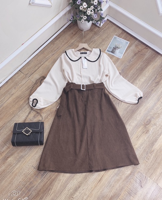 Set Áo sơ mi mix Chân váy Nhung