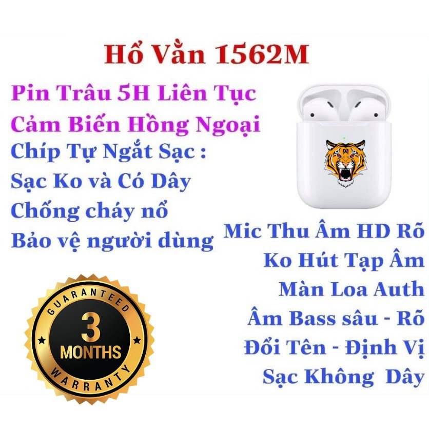 Tai nghe Bluetooth không dây Chip Hổ Vằn 1562M Fix Pin ảo, Check Seting Định Vị Vi trình cao nhất