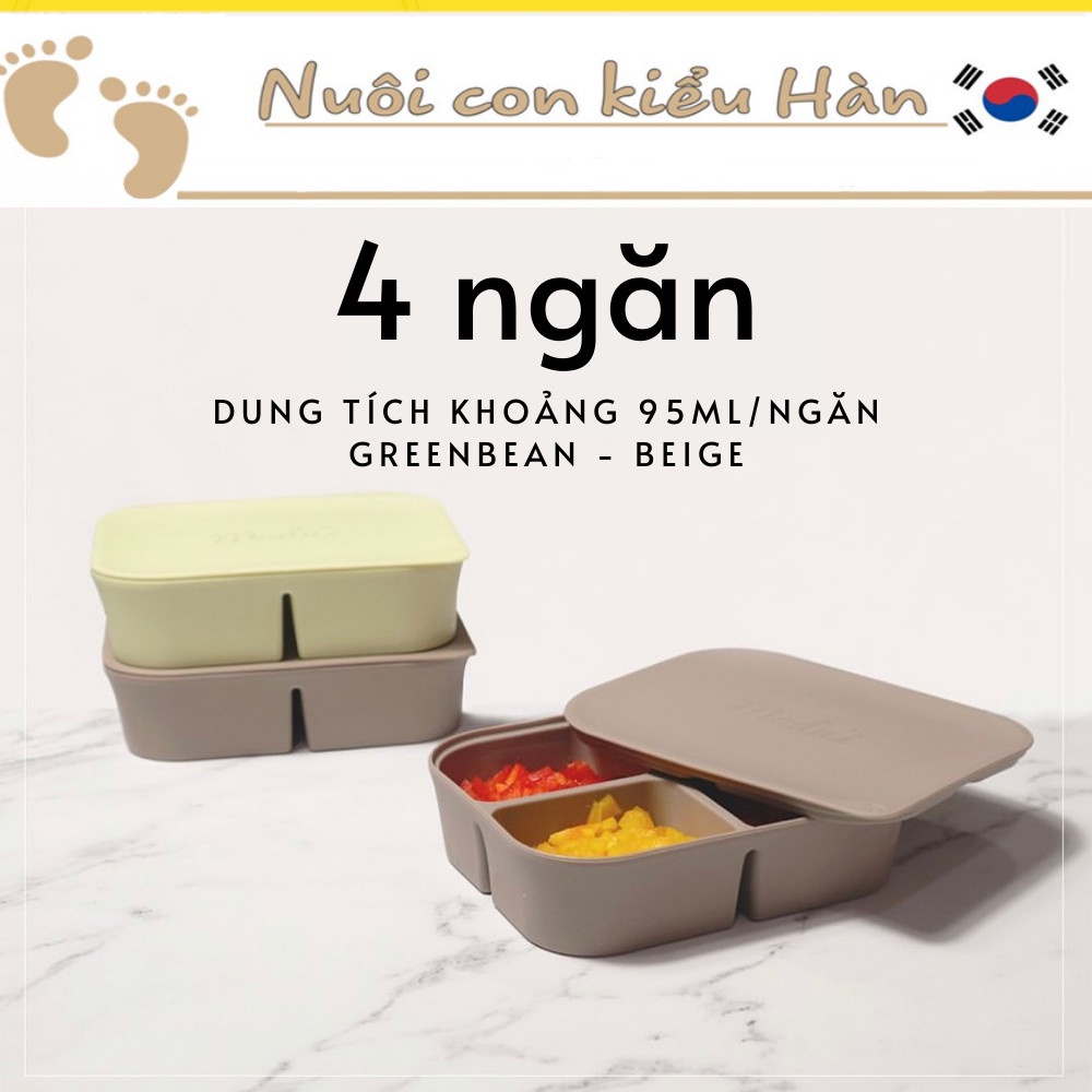 Khay Trữ Đông Đồ Ăn Dặm Modui Cho Bé Silicon Nắp Chính Hãng Bluemama Hàn Quốc Đủ Ngăn Kèm Nuoiconkieuhan