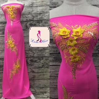 Vải áo dài kết cườm