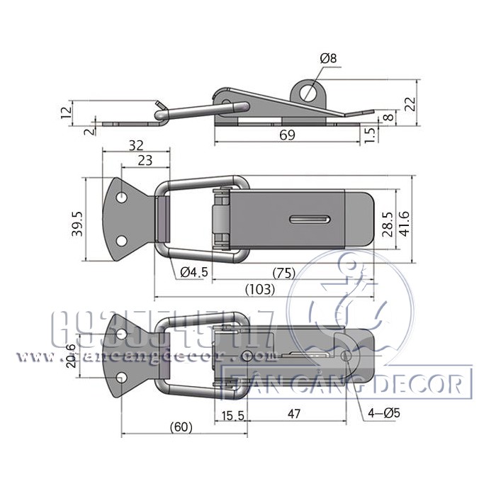 Khóa gài Inox 201 Size XL 103mm - A050053