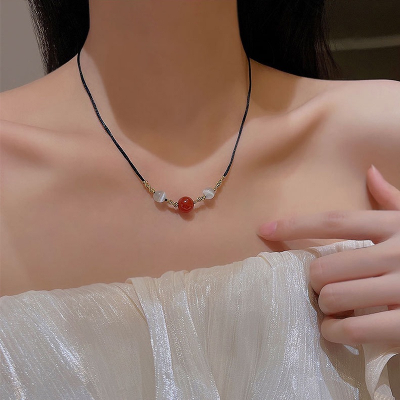 Vòng Tay Chuỗi Hạt Đá Mã Não Tự Nhiên Màu Đỏ Dành Cho Cặp Đôi