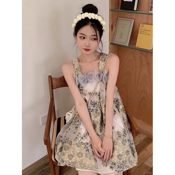 Đầm babydoll đính nơ TIFFANY DRESS xinh xắn phong cách ulzzang SAM SAM BOUTIQUE