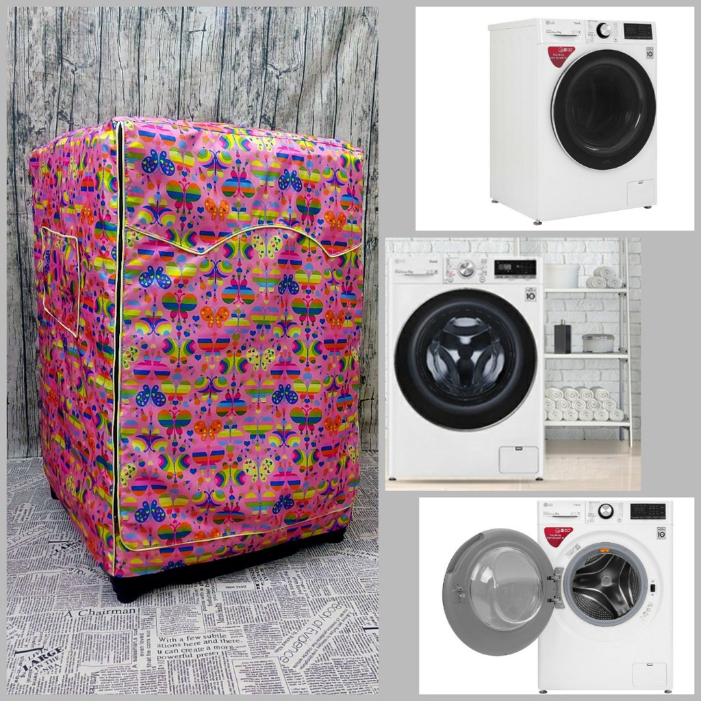 Áo trùm, vỏ bọc máy giặt cửa ngang dành cho Máy giặt sấy Electrolux Inverter 8 kg (mẫu bướm xinh)