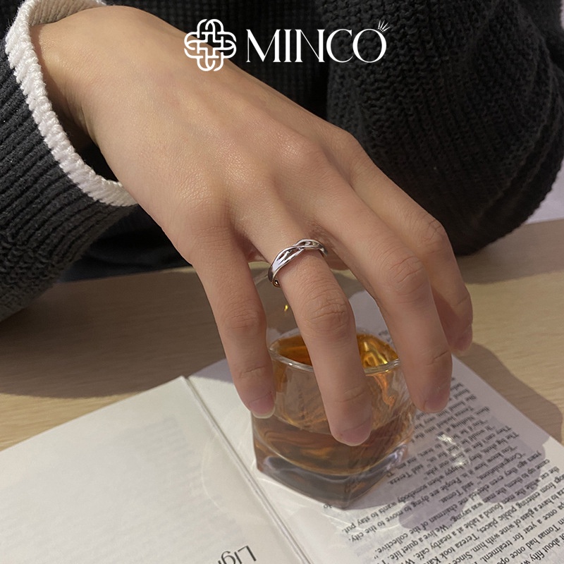 Nhẫn nam Minco Accessories thiết kế họa tiết đan chéo phụ kiện thời trang chất liệu Titan không gỉ NT21