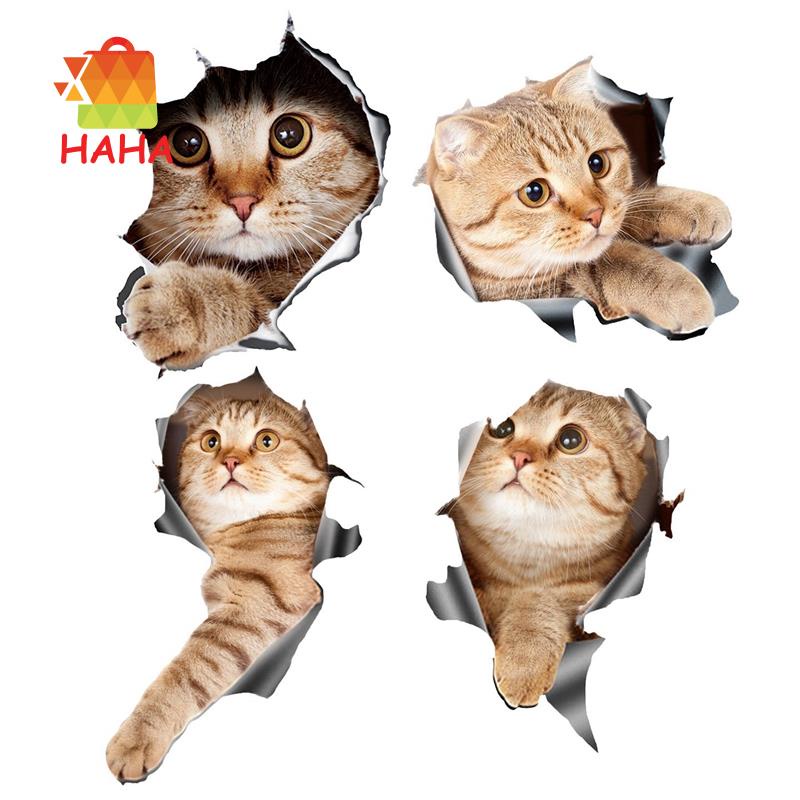 Decal dán trang trí hình mèo 3D cho cửa sổ xe hơi