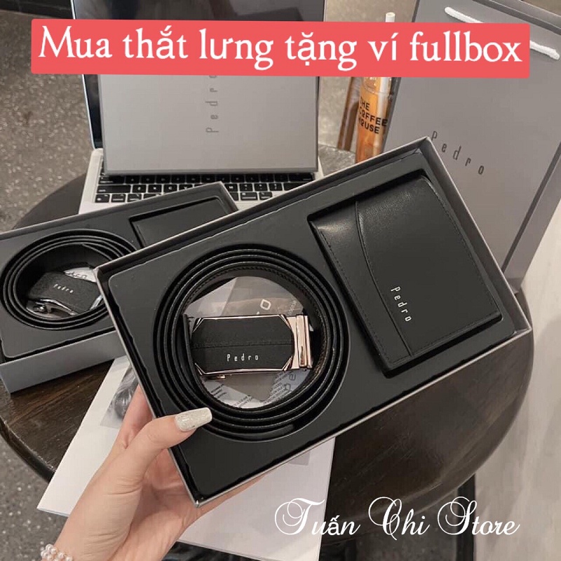 ⚜️𝐌𝐔𝐀 𝟏 Đ𝐔̛𝐎̛̣𝐂 𝟐⚜️ 𝐁𝐨̣̂ 𝐭𝐡𝐚̆́𝐭 𝐥𝐮̛𝐧𝐠 𝐯𝐢́ 𝐝𝐚 𝐧𝐚𝐦 𝐏𝐞𝐝𝐫𝐨𝐨 sang trọng và lịch lãm - Thắt lưng nam, Ví nam da tặng hộp túi