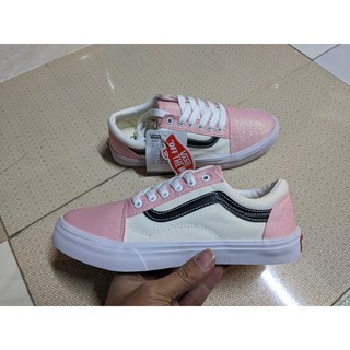 [FULL BOX] Giày Old Skool màu hồng nhũ vạch kẻ sọc đen