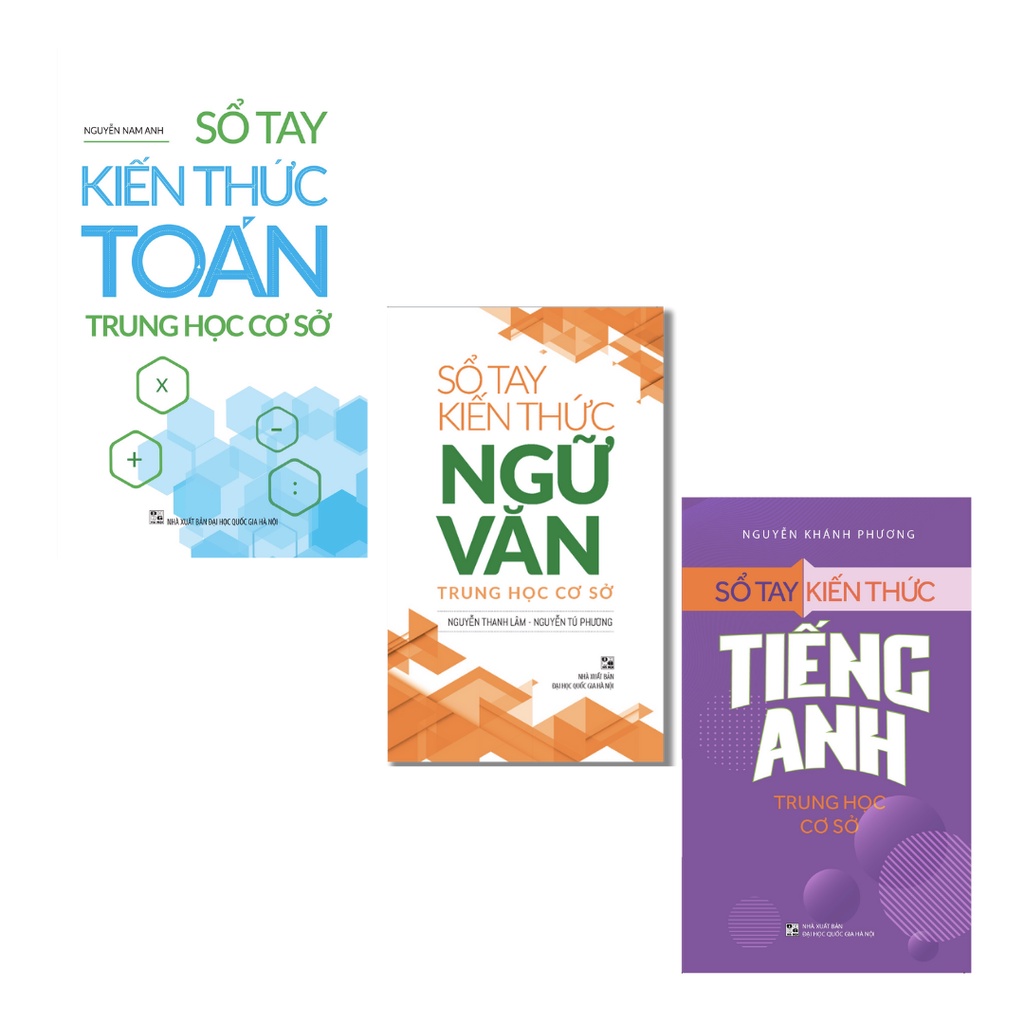 Sách: Combo 3 Cuốn Sổ Tay Kiến Thức Toán + Ngữ Văn + Tiếng Anh Trung Học Cơ Sở