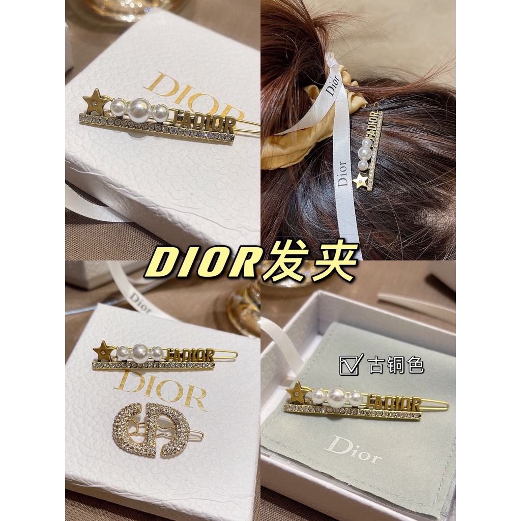 Kẹp tóc Dior đính đá và ngọc trai dễ thương thời trang cho nữ
