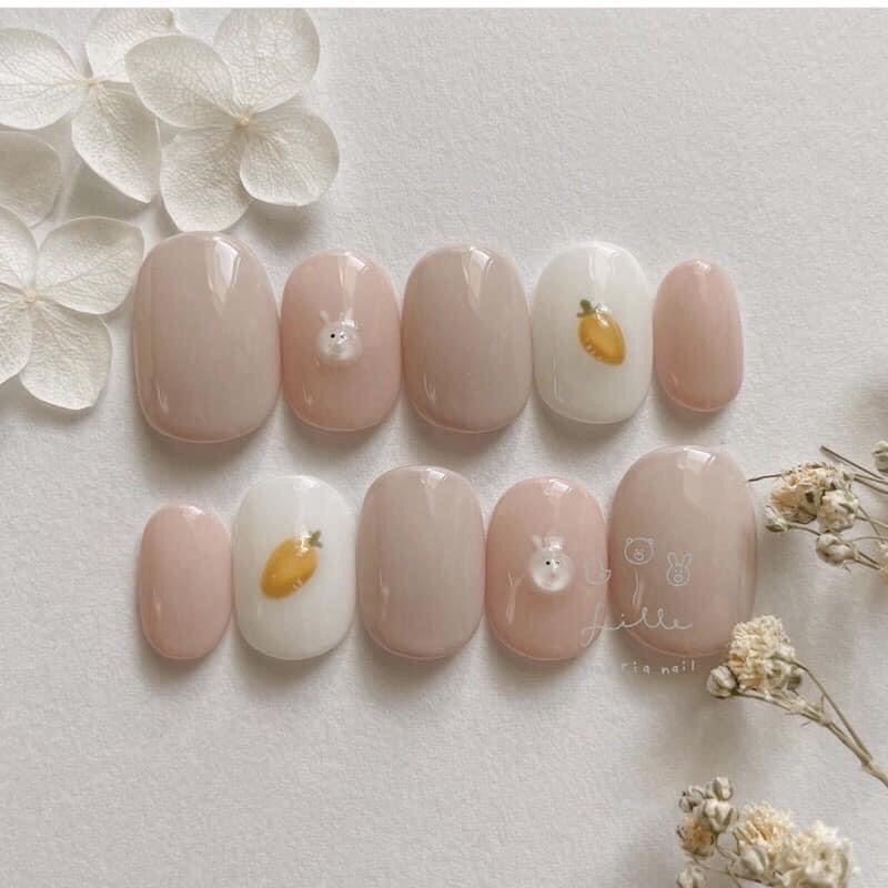 móng up mẫu con thỏ và củ cải đỏ