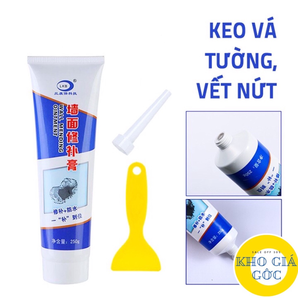 Keo Vá Tường Chống Thấm LKB 250gr - Trám Trét Vết Nứt Khe Hở Tường - Chống Mốc Ẩm Làm Sạch Tường