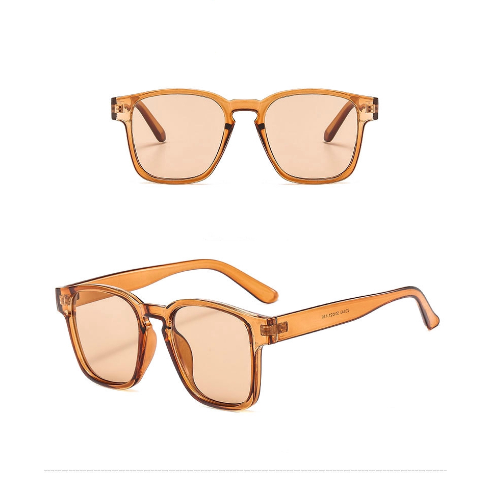 Kính mát thời trang Hàn Quốc khung vuông trong suốt màu thạch HD có hộp cho nam &amp; nữ