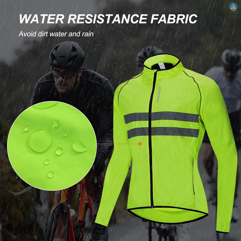 Áo khoác tay dài phản quang chống gió chống thấm tiện dụng cho người đi xe đạp