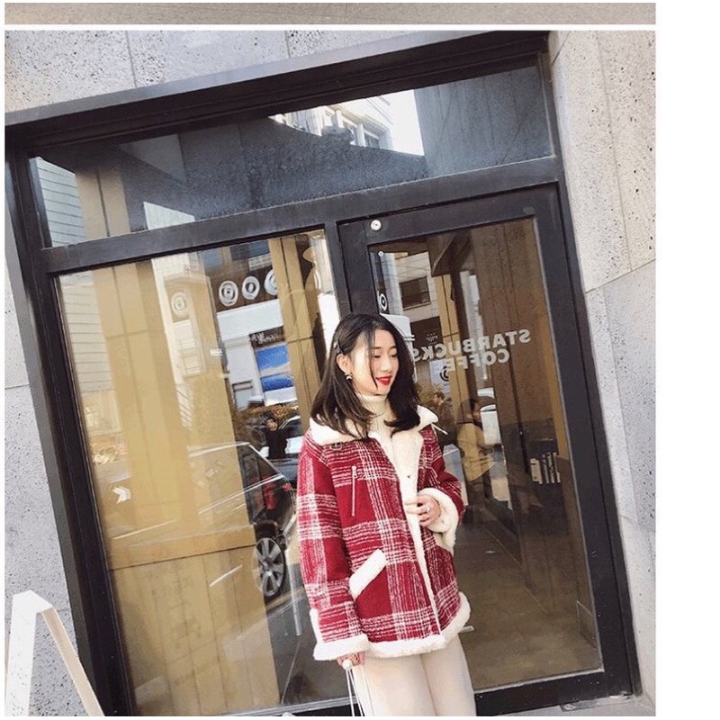 Order Áo khoác kẻ lót lông dày dặn ulzzang | BigBuy360 - bigbuy360.vn