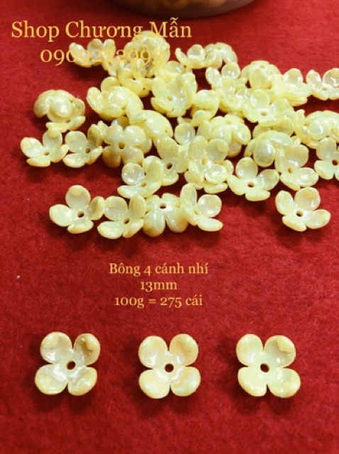 100G Bông 4 Cánh Nhí 17mm Xà Cừ Mới