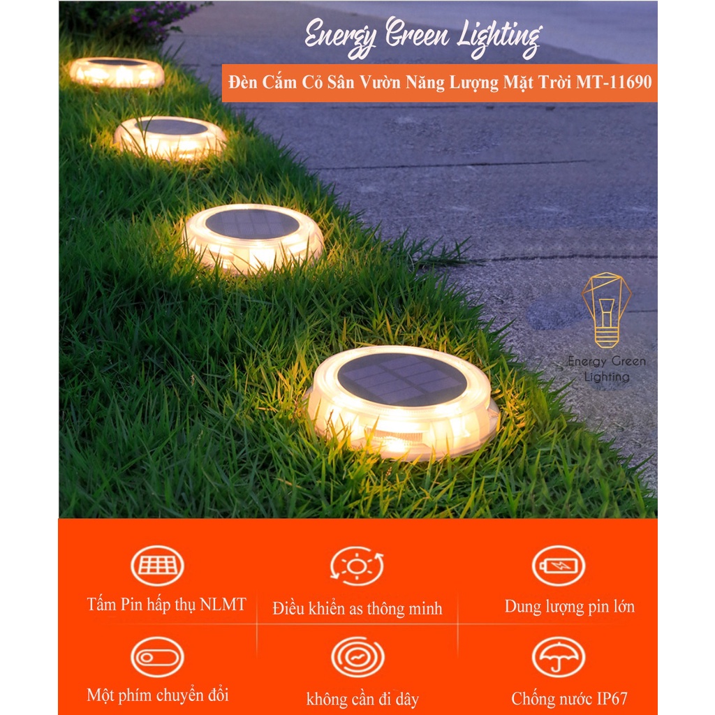 Đèn LED Cắm Cỏ Sân Vườn Tròn Energy Green Lighting MT-11690 - Sử Dụng Năng Lượng Mặt Trời - Chống Nước IP67