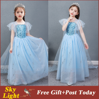 Đầm Công Chúa Elsa Đính Kim Sa Cho Bé Gái