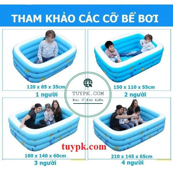 Bể bơi cho bé, Hồ bơi Phao 1m5 DÀY DẶN, ĐÁY CHỐNG TRƯỢT, TẶNG BỘ VÁ PHAO