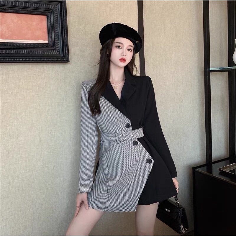 TKLIHN Áo váy Vest mix màu Ulzzang Sang Chảnh thanh lịch HOT FASHIONITA 2021