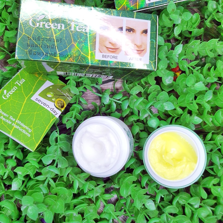 Bộ Đôi 2 Lọ Kem Green Tea Dưỡng Da Khử Nám Hiệu Quả Ngày Và Đêm Đài Loan– HUKB593