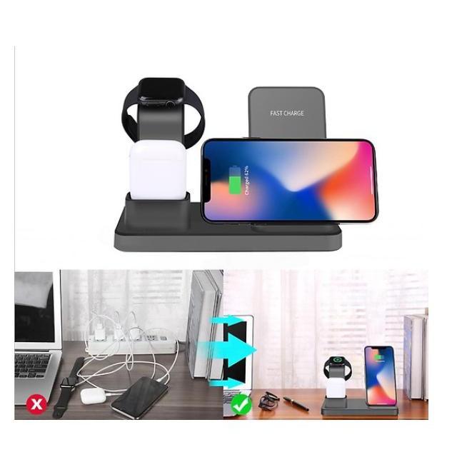[Flash Sale] Đế sạc điện thoại không dây 3in1