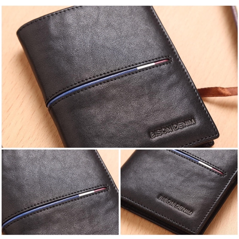 Ví nam Bison Denim N4437-2B Ví Da bò cao cấp Bảo hành 12 tháng