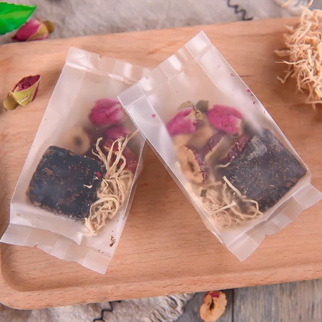 Trà đường nâu gừng, hoa hồng, táo đỏ, kỷ tử , long nhãn