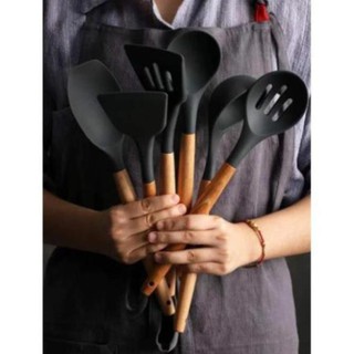 Bộ dụng cụ nấu ăn silicone #huyuno91 có sẵn