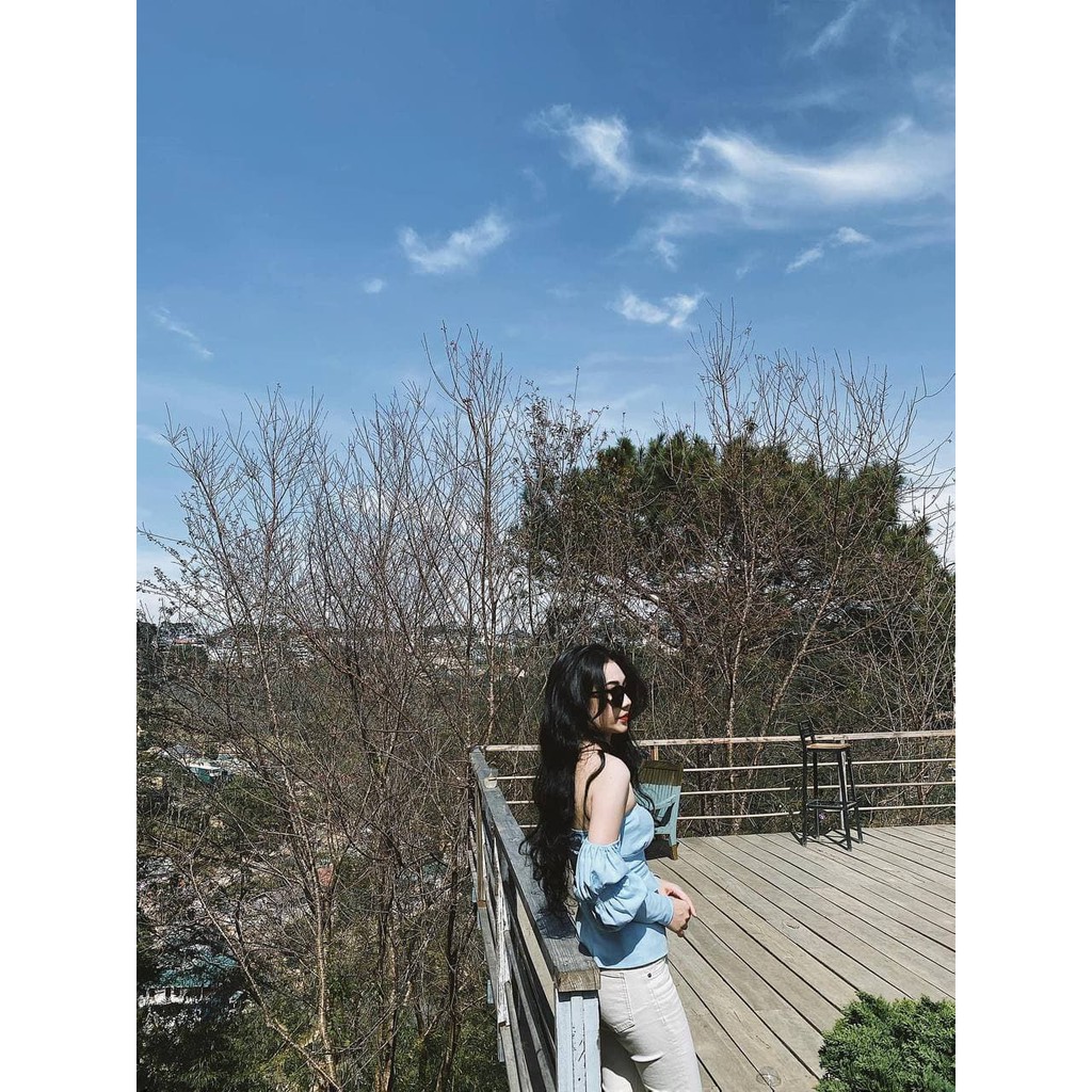 Áo Bẹt Vai Xanh Blue
