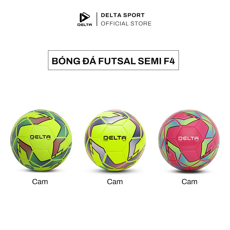 Bóng đá futsal DELTA Semi F4 size 4 da TPU tổng hợp, chơi trên sân cỏ nhân tạo hoặc trong nhà phù hợp từ 12 tuổi.