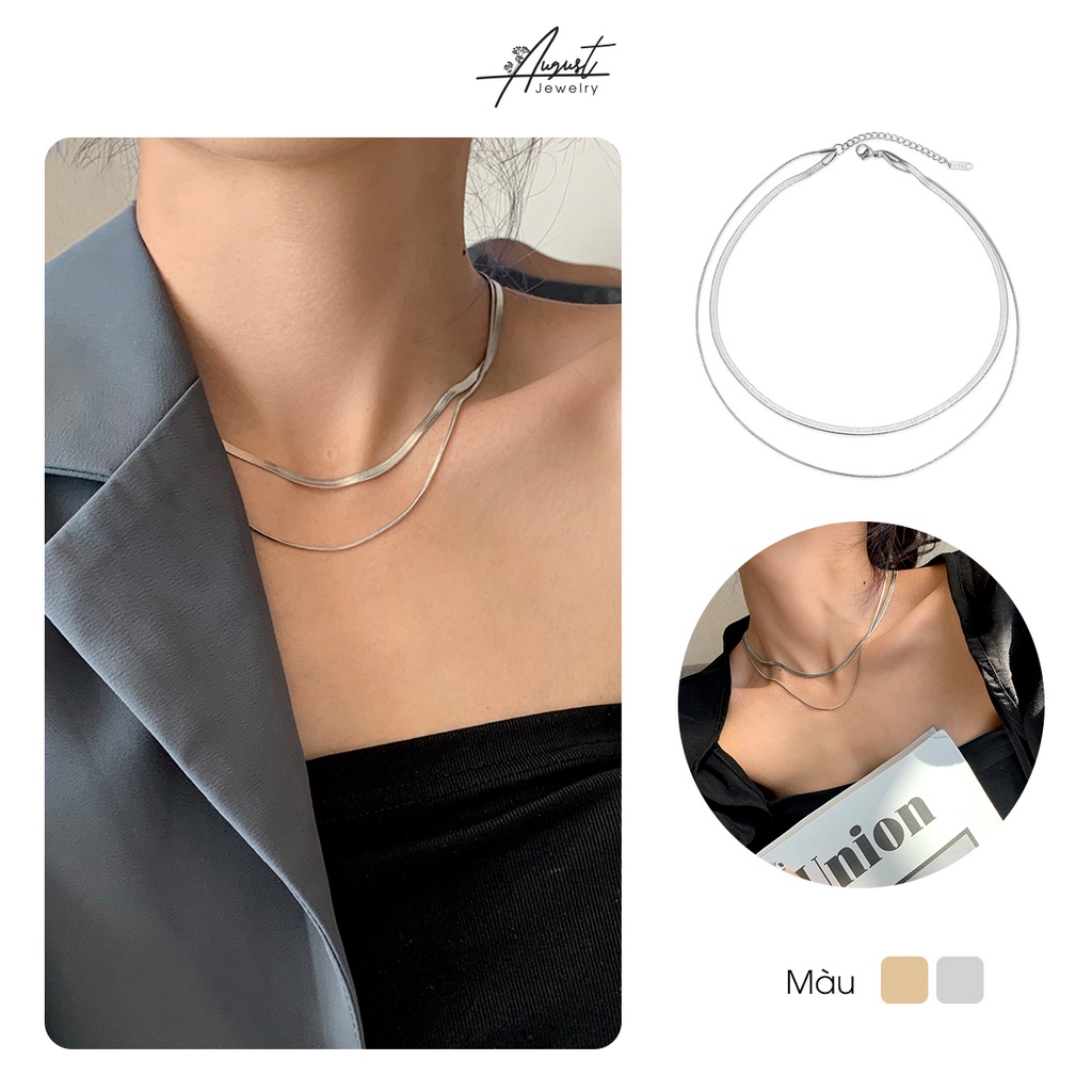 Dây chuyền/ vòng cổ hợp kim 1 dây mảnh 1 dây dẹp to phong cách Hàn Quốc