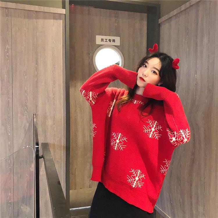 Áo Len Tay Dài Phong Cách Giáng Sinh Thời Trang Thu Đông Hàn Quốc Mới
