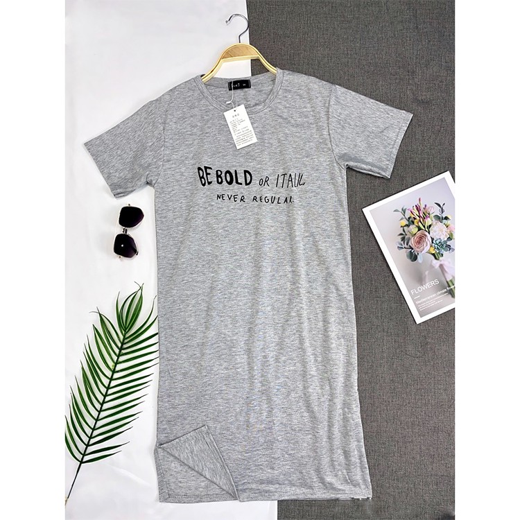 Đầm Nữ Dáng Suông Váy Dáng Dài Ngắn Tay Thun Cotton In Hình Em bé Và Chú Chó Hàng VNXK