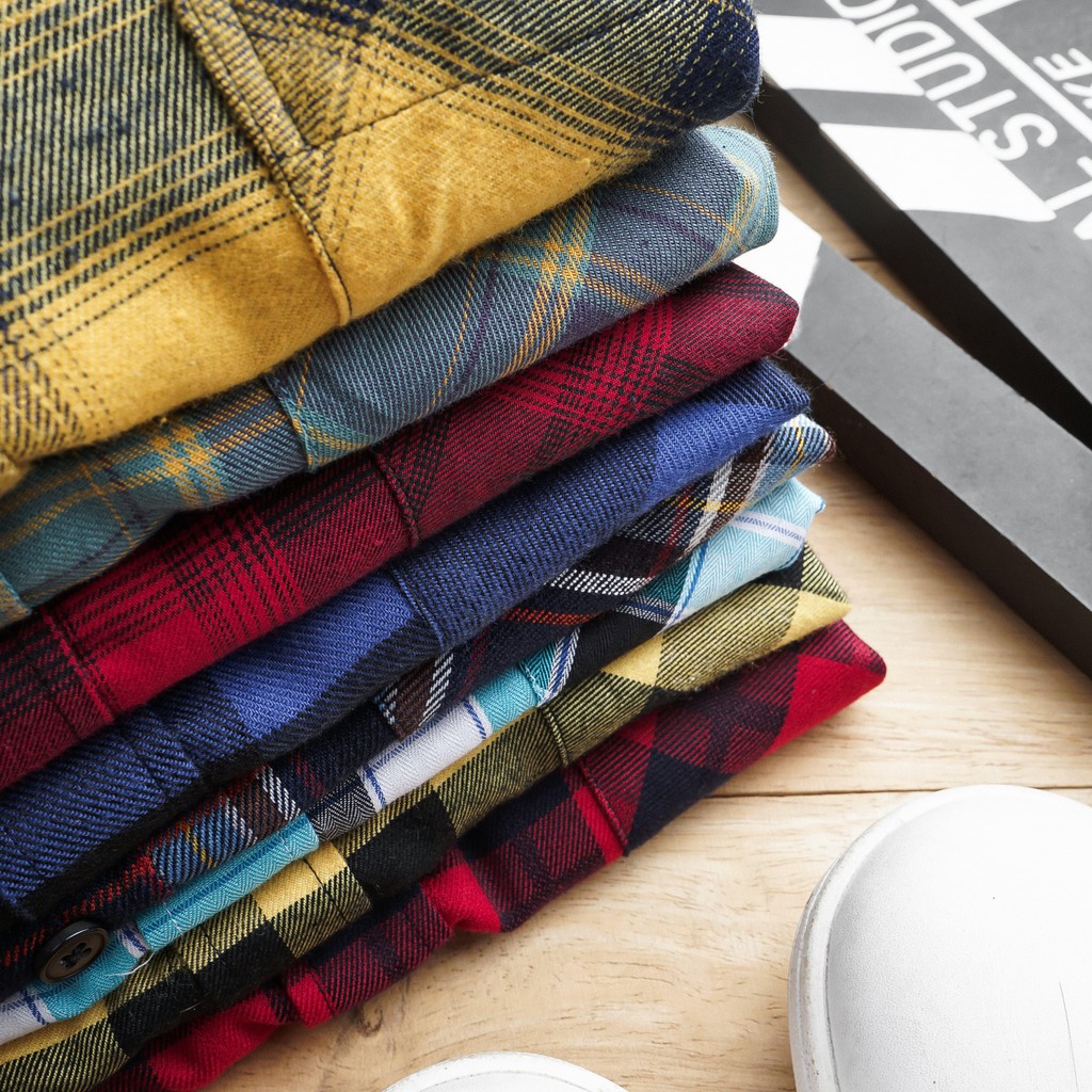 Áo Sơ Mi Ca Rô Nam Hàn Quốc Áo Flannel Sơmi Kẻ Sọc Caro Nam Dài Tay From Ôm Hàng Hiệu - SMGS02 - MANHOMME | BigBuy360 - bigbuy360.vn