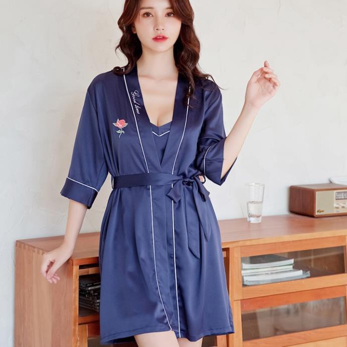 Áo choàng hoa hồng kimono viền sang trọng áo ngủ cao cấp Thư Thư [HÀNG CAO CẤP] | BigBuy360 - bigbuy360.vn