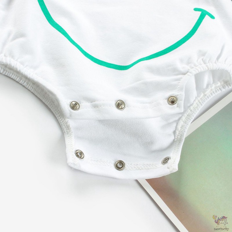 Bộ Áo Liền Quần Ngắn Tay Hình Mặt Cười Cho Bé Trai Và Bé Gái